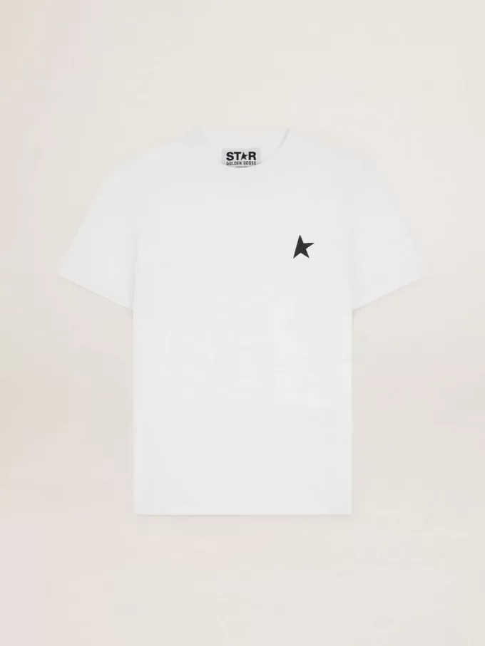 T-Shirt aus der White Star Collection mit schwarzem Stern auf der Vorderseite T-Shirt aus der White Star Collection mit schwarzem Stern auf der Vorderseite