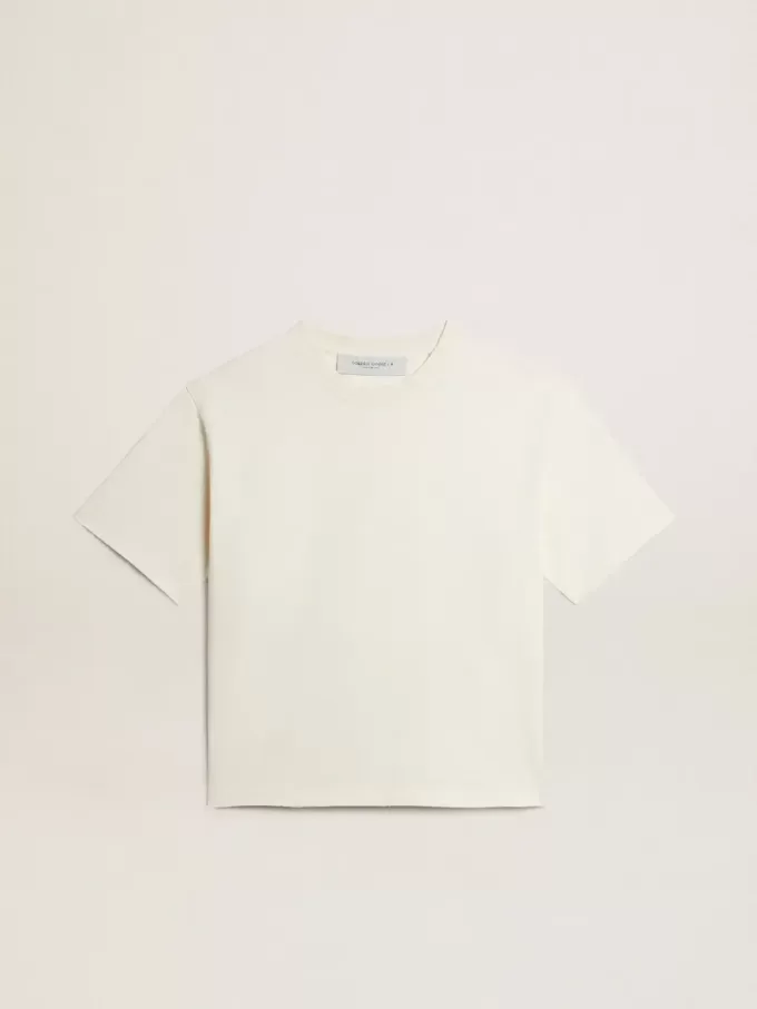 T-Shirt in Altweiß mit umgekehrtem Logo auf der Rückseite – Jersey Capsule