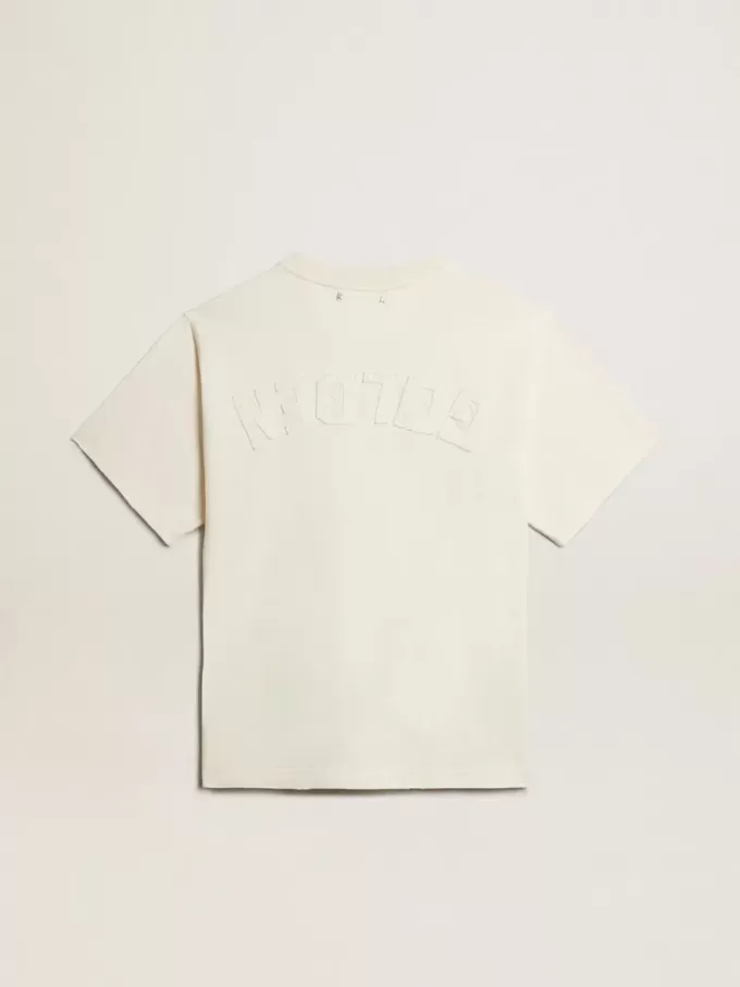 T-Shirt in Altweiß mit umgekehrtem Logo auf der Rückseite – Jersey Capsule