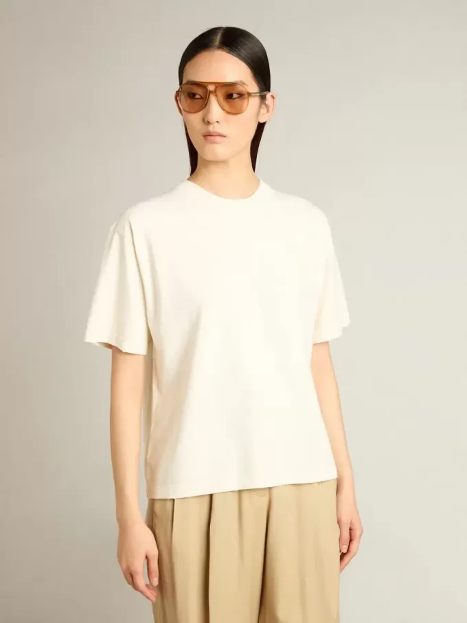 T-Shirt in Altweiß mit umgekehrtem Logo auf der Rückseite – Jersey Capsule