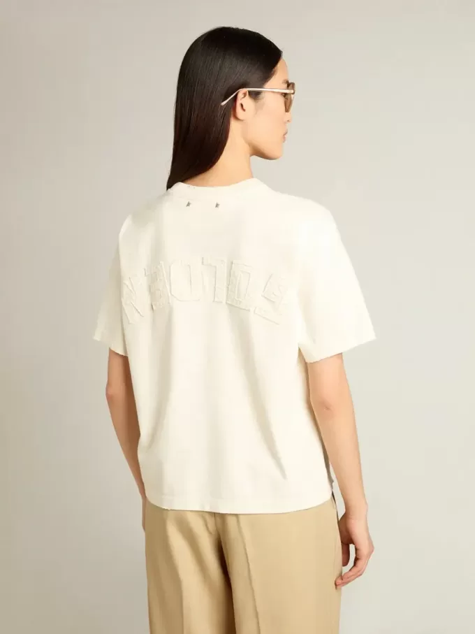 T-Shirt in Altweiß mit umgekehrtem Logo auf der Rückseite – Jersey Capsule