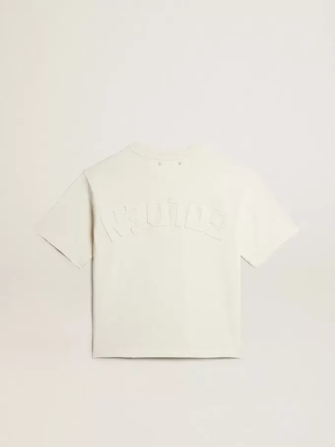 T-Shirt in Altweiß mit umgekehrtem Logo auf der Rückseite – Jersey Capsule