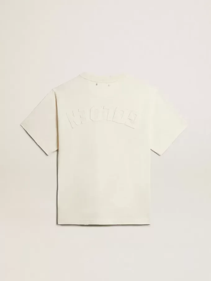 T-Shirt in Altweiß mit umgekehrtem Logo auf der Rückseite – Jersey Capsule