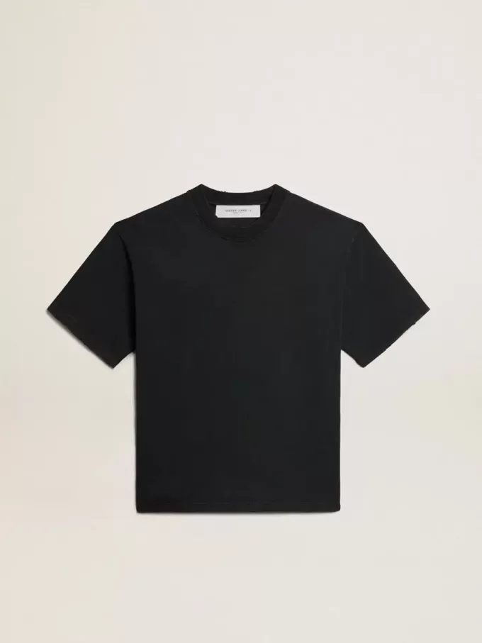 T-Shirt in gewaschenem Schwarz mit umgekehrtem Logo auf der Rückseite – Jersey Capsule