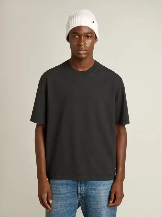 T-Shirt in gewaschenem Schwarz mit umgekehrtem Logo auf der Rückseite – Jersey Capsule