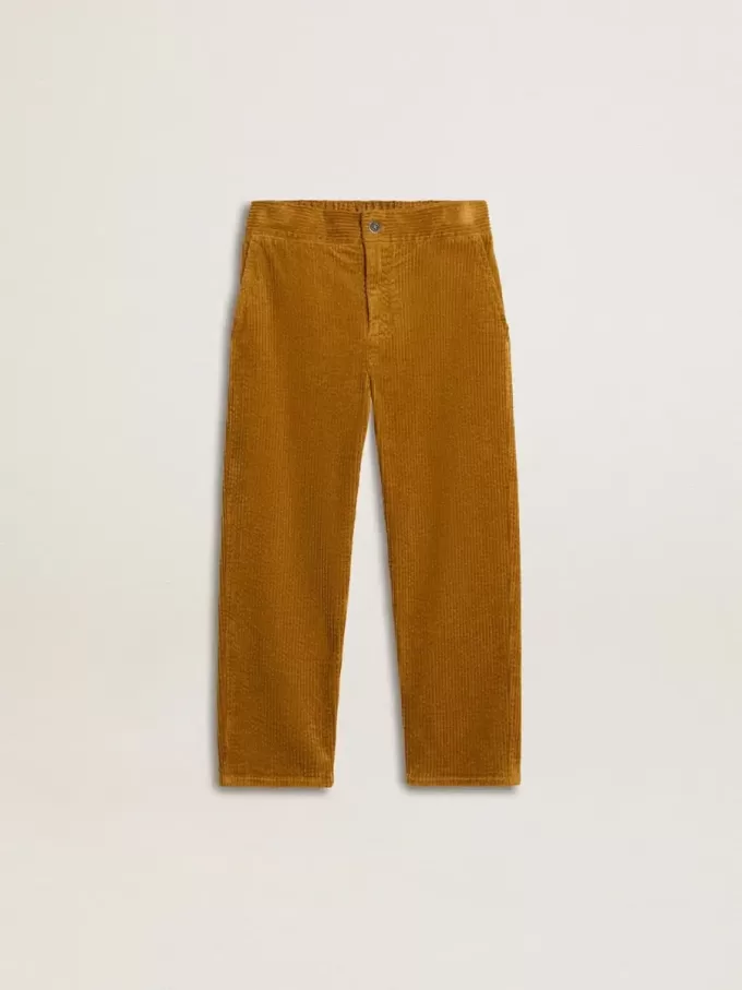 Tabakfarbene Chino-Hose für Jungen mit Stickerei