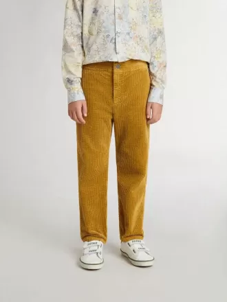 Tabakfarbene Chino-Hose für Jungen mit Stickerei