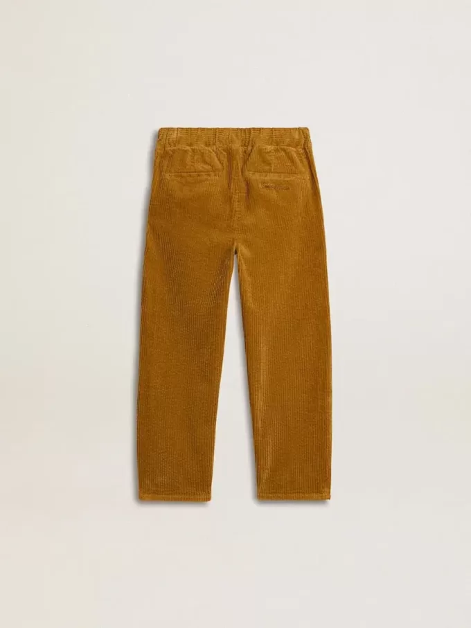 Tabakfarbene Chino-Hose für Jungen mit Stickerei