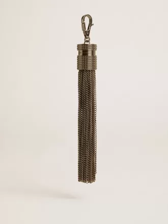Tassel-förmiger Anhänger aus silberfarbenem Messing mit Kristallen