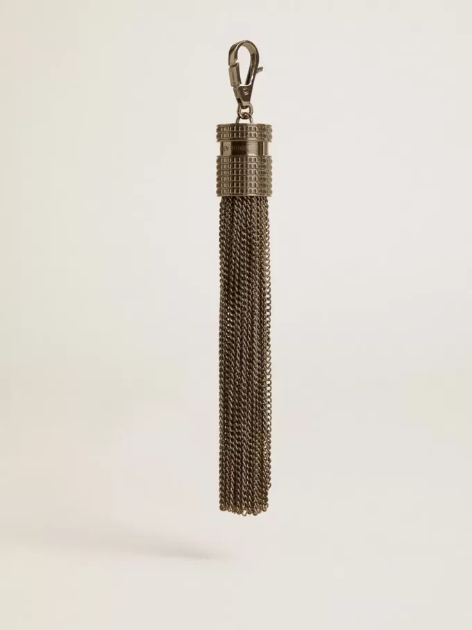 Tassel-förmiger Anhänger aus silberfarbenem Messing mit Kristallen Tassel-förmiger Anhänger aus silberfarbenem Messing mit Kristallen
