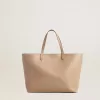 Taubengraue Pasadena-Tasche aus glattem Leder mit goldenem Logo