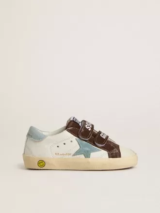 Teen Old School aus Nappaleder mit hellblauem Wildlederstern und braunen Wildledereinsätzen