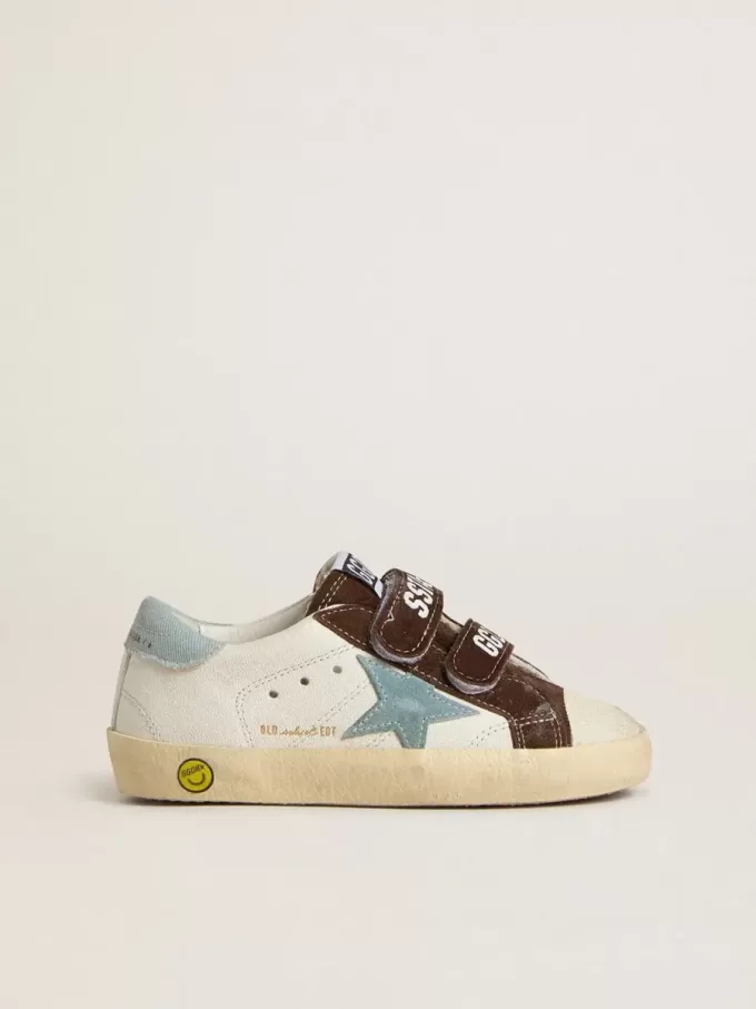 Teen Old School aus Nappaleder mit hellblauem Wildlederstern und braunen Wildledereinsätzen
