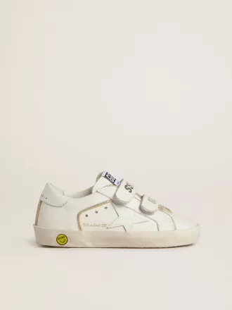 Teen Old School aus weißem Leder mit goldenen Details