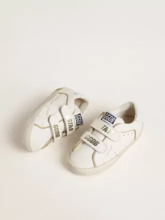 Teen Old School aus weißem Leder mit goldenen Details