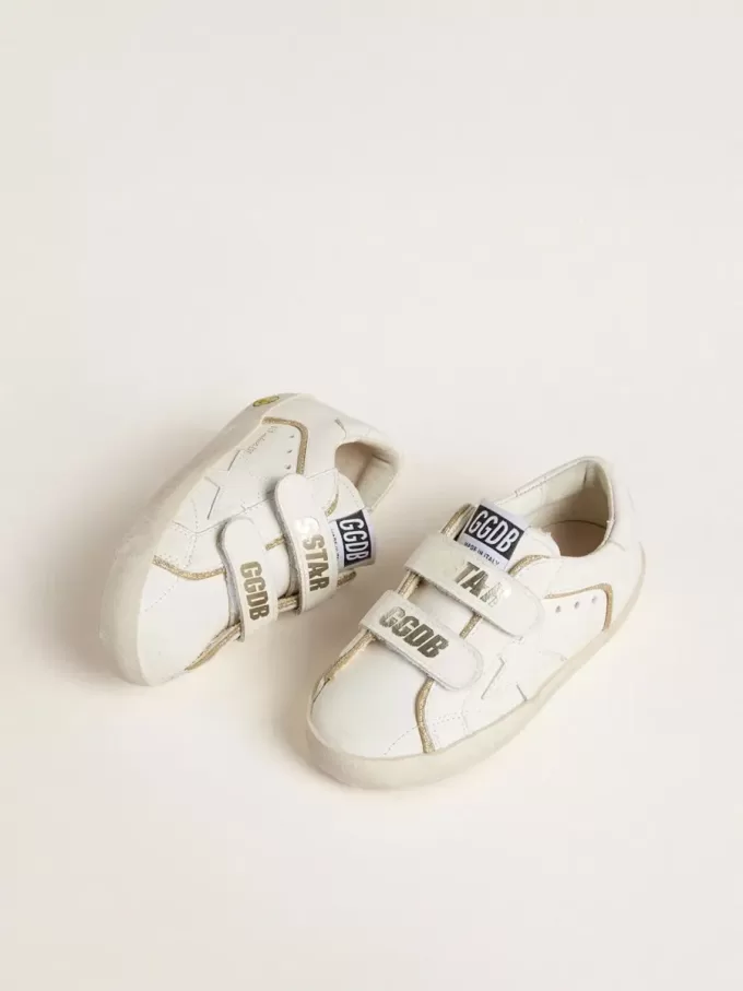 Teen Old School aus weißem Leder mit goldenen Details Teen Old School aus weißem Leder mit goldenen Details