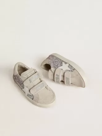 Teen Old School in Silber und Pink Glitzer mit weißem Lederstern