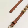 Trinidad-Gürtel aus gealtertem hellbraunem Leder mit goldenen Maxi-Nieten