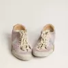 True-Star für Damen aus pastellrosa Wildleder mit silbernem Stern und Fersenlasche