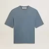 Unisex-Baumwoll-T-Shirt in Babyblau mit Reverse-Print auf der Rückseite Unisex-Baumwoll-T-Shirt in Babyblau mit Reverse-Print auf der Rückseite