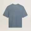Unisex-Baumwoll-T-Shirt in Babyblau mit Reverse-Print auf der Rückseite Unisex-Baumwoll-T-Shirt in Babyblau mit Reverse-Print auf der Rückseite