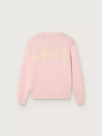 Unisex-Pullover für Kinder in Rosa mit Rippstrick und Golden-Logo auf der Rückseite