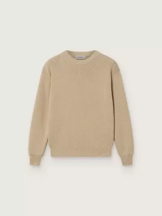 Unisex-Strickpullover für Kinder in Goldbeige mit Logo auf der Rückseite