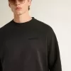Unisex-Sweatshirt aus abgenutzter schwarzer Baumwolle mit Logo-Stickerei