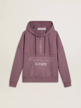 Unisex-Sweatshirt aus mauvefarbener Baumwolle mit Print auf der Vorderseite