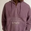 Unisex-Sweatshirt aus mauvefarbener Baumwolle mit Print auf der Vorderseite Unisex-Sweatshirt aus mauvefarbener Baumwolle mit Print auf der Vorderseite