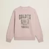 Unisex-Sweatshirt in Altrosa mit Rundhalsausschnitt und grünem Logo-Print