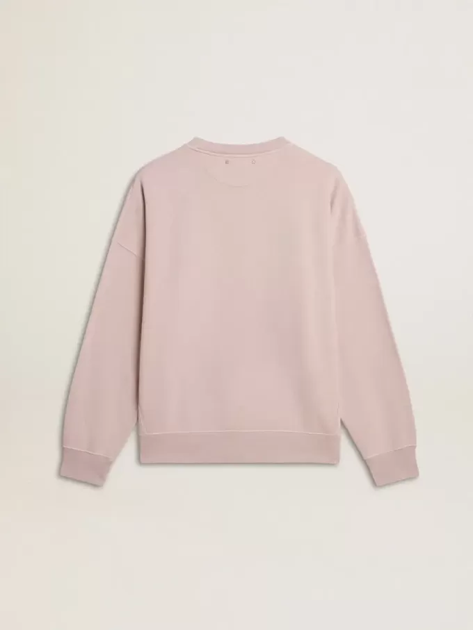 Unisex-Sweatshirt in Altrosa mit Rundhalsausschnitt und grünem Logo-Print