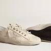 V-Star aus hellcremefarbenem Canvas mit milchweißem Lederstern