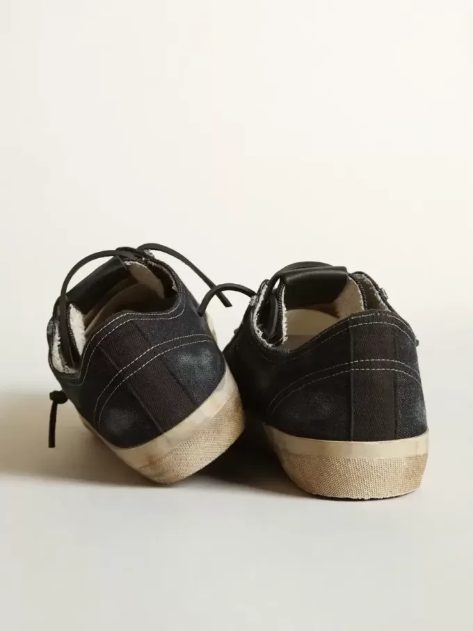V-Star Sneakers aus mitternachtsblauem Denim mit schwarzem Lederstern und Zehenkappe