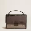 Venezia Tasche aus anthrazitgrauem Metallic-Leder mit schwarzen Details