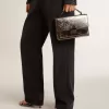 Venezia Tasche aus anthrazitgrauem Metallic-Leder mit schwarzen Details