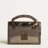 Venezia Tasche aus anthrazitgrauem Metallic-Leder mit schwarzen Details