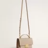 Venezia-Tasche aus beigem Leder mit Golddetails