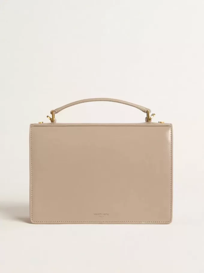 Venezia-Tasche aus beigem Leder mit Golddetails