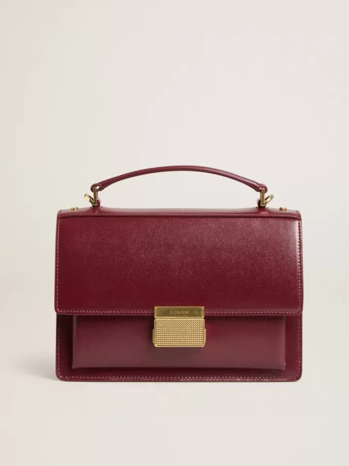 Venezia Tasche aus burgunderrotem Leder mit Golddetails