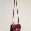 Venezia Tasche aus burgunderrotem Leder mit Golddetails