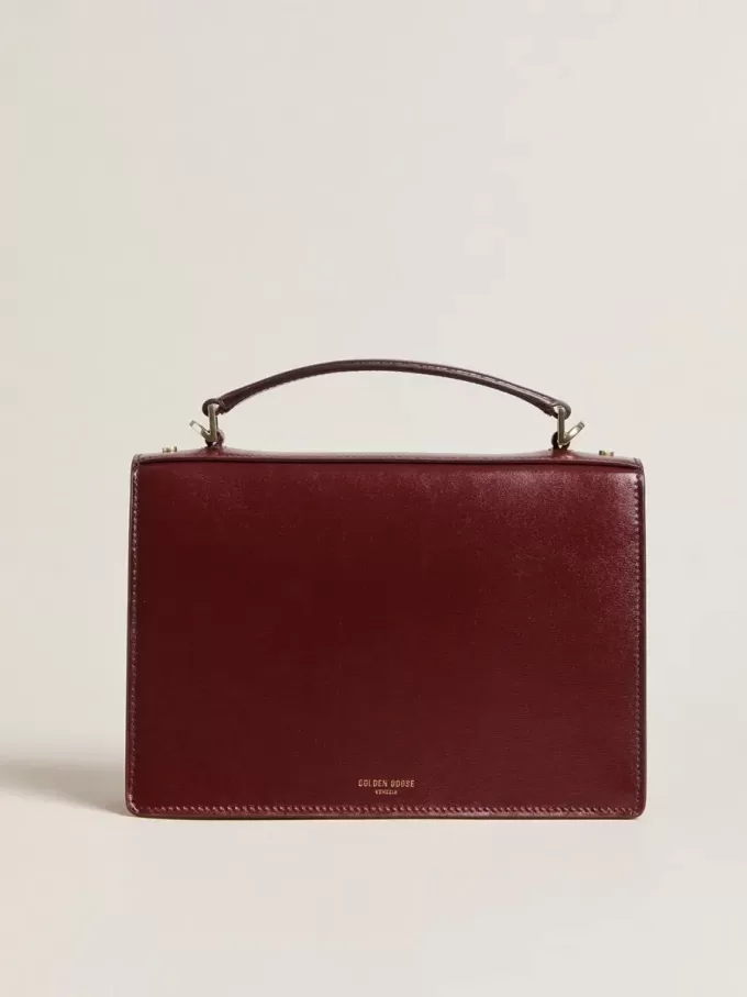 Venezia Tasche aus burgunderrotem Leder mit Golddetails
