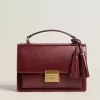 Venezia Tasche aus burgunderrotem Leder mit Golddetails