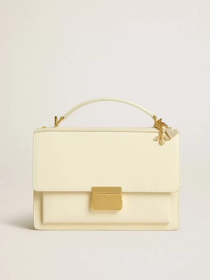 Venezia Tasche aus butterfarbenem Leder mit doppeltem Anhänger