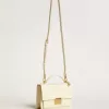 Venezia Tasche aus butterfarbenem Leder mit doppeltem Anhänger