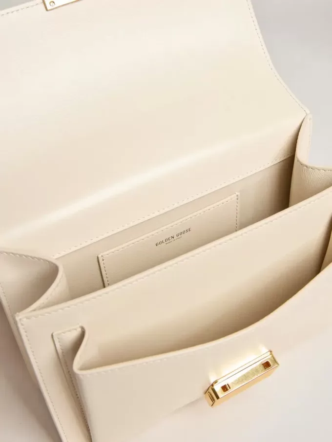 Venezia Tasche aus butterfarbenem Leder mit doppeltem Anhänger