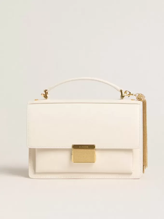 Venezia Tasche aus butterfarbenem Leder mit Golddetails