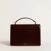 Venezia Tasche aus dunkelbraunem laminiertem Leder mit goldenen Details