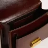Venezia Tasche aus dunkelbraunem laminiertem Leder mit goldenen Details