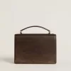 Venezia Tasche aus dunkelbraunem Vintage-Prägeleder mit goldenen Details